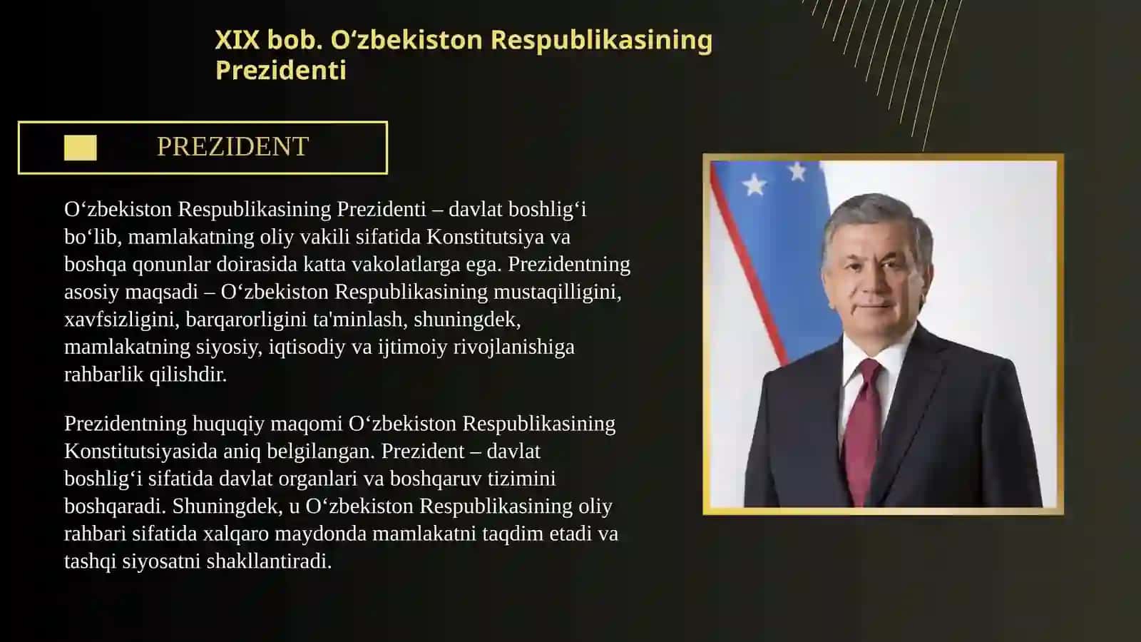 O`ZBEKISTON RESPUBLIKASI PRIZIDENTINING HUQUQIY MAQOMI, VAZIFALARI VA VAKOLATLARI 3