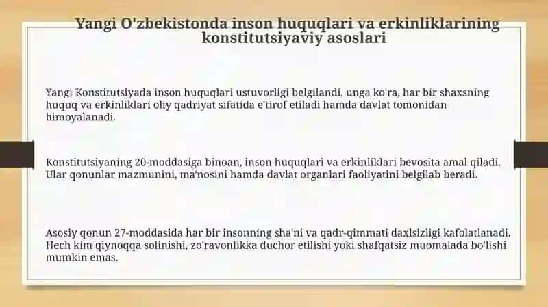 Yangi O'zbekistondagi Inson huquqlari va Erkinliklar 3