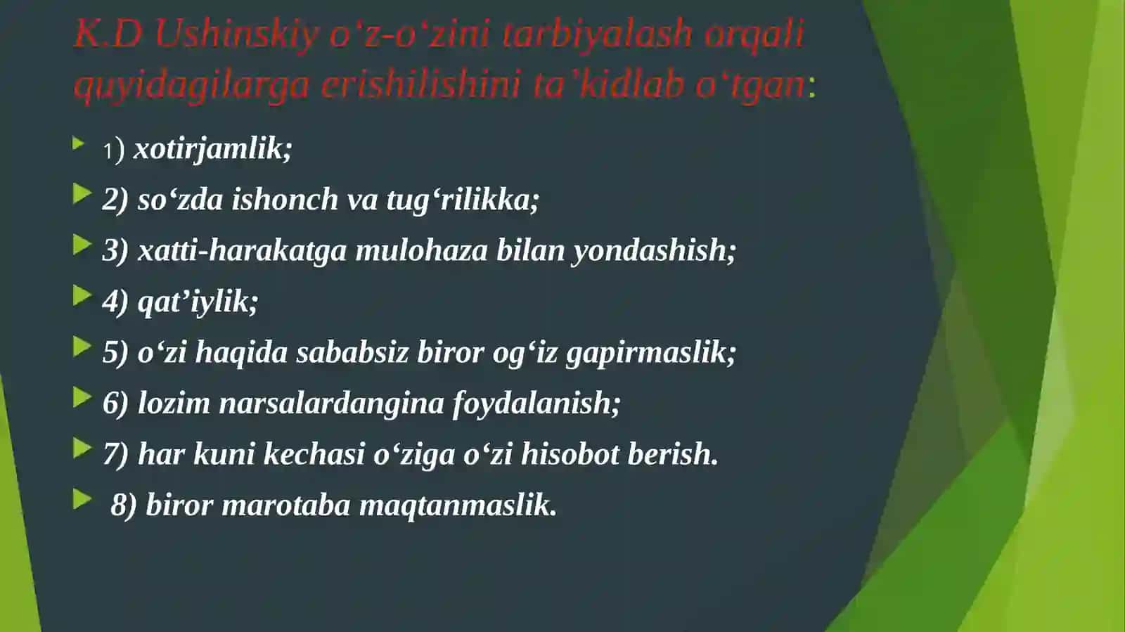 O'zini-o'zinazoratqilishsavollar 3