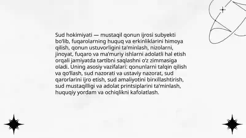 Sud hokimiyatining tizimi hamda vazifasi 3