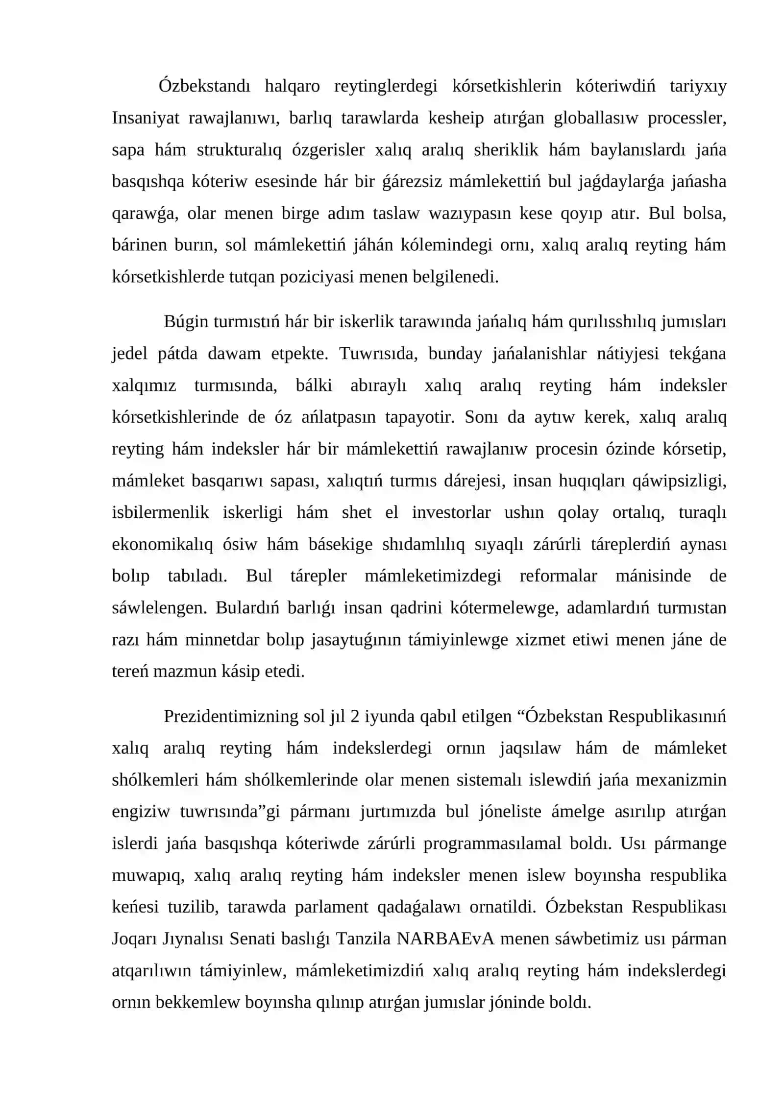 Ózbekstannıń xalıq aralıq reytinglerdegi kórsetkishlerin kóteriw ushın tarıyxıy hám sıyasıy áhmiyeti 3