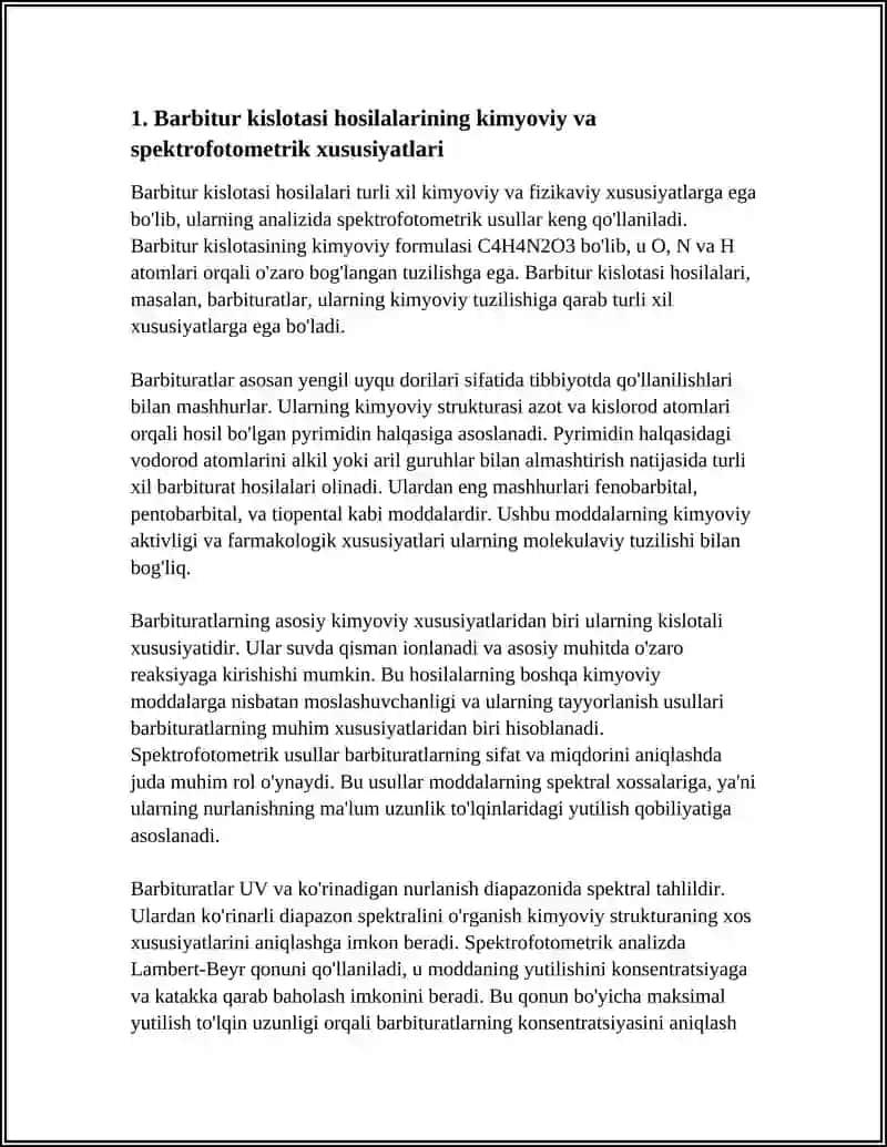 BARBITUR KISLOTA HOSILALARI IQ-SPEKTROFOTOMETRIK USULLARDA SIFAT VA MIQDORINI ANIQLASH 3