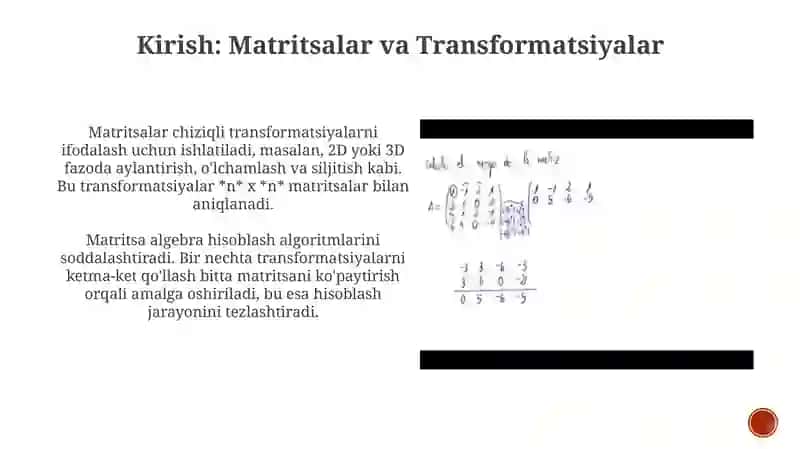 Matritsalar va Transformatsiyalar 3