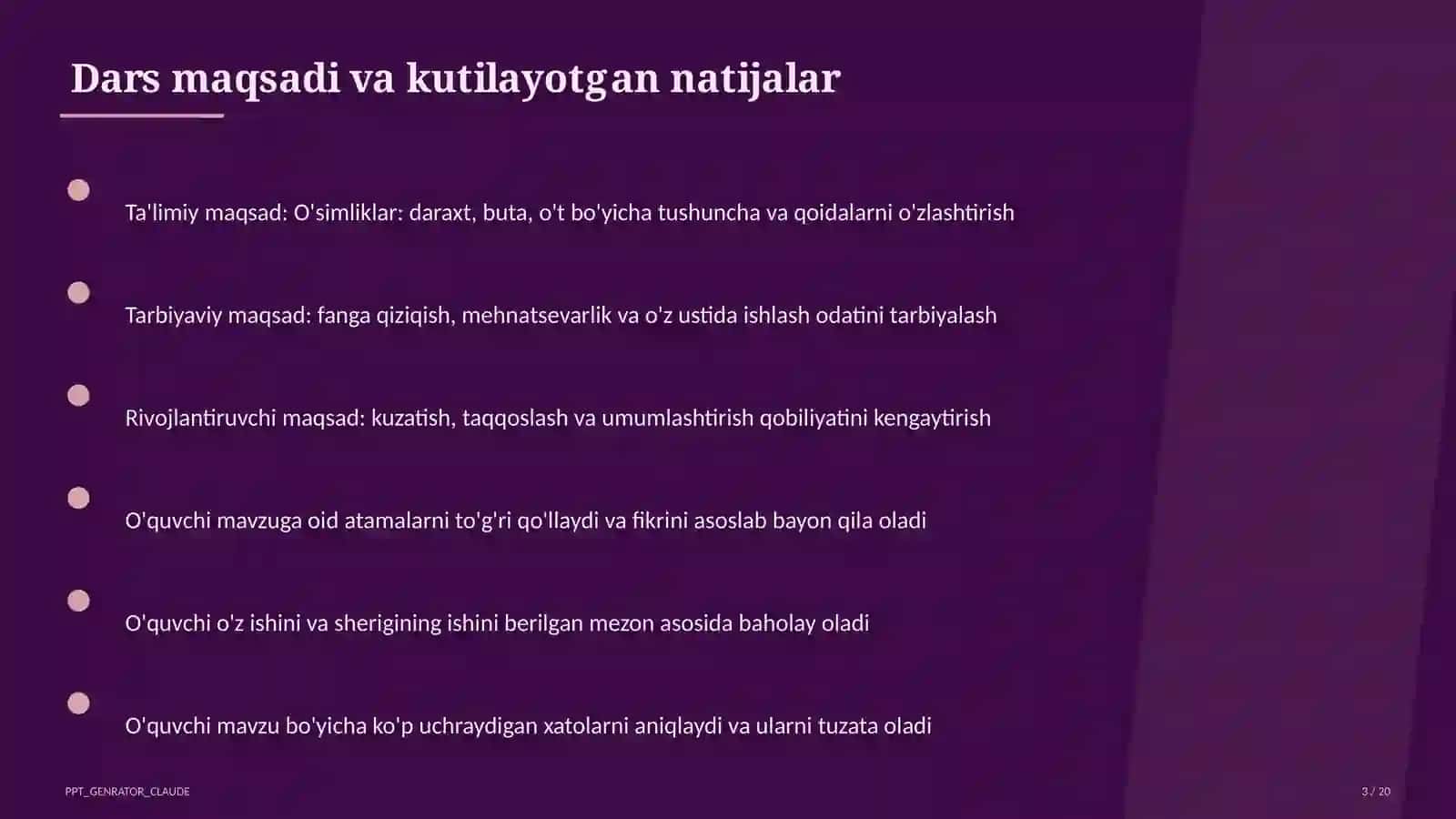 O'simliklar: daraxt, buta, o't (1-sinf) 3