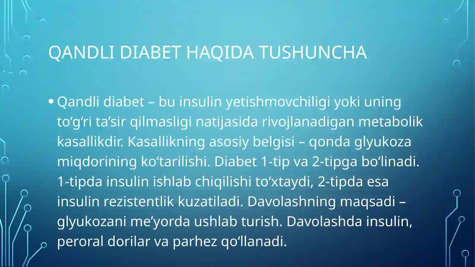 Qandli diabetni davolashda ishlatiladigan dori vositalari 3