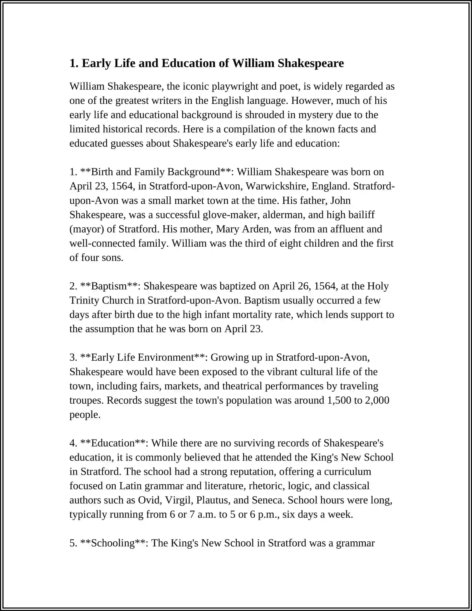 REFERAT Theme: THE LIFE AND WARKS OF WILLIAM SHAKESPEAR 3