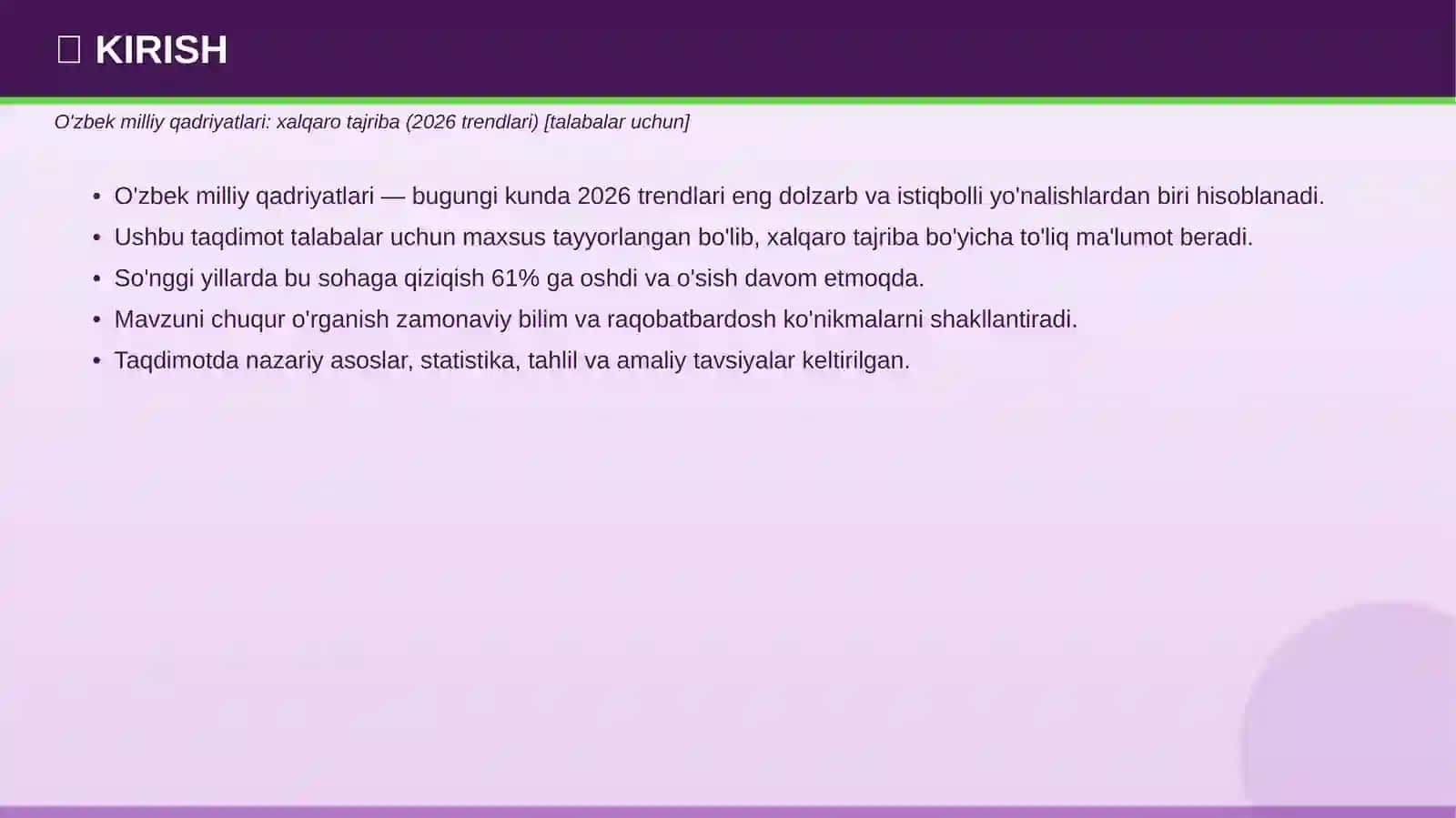O'zbek milliy qadriyatlari: xalqaro tajriba (2026 trendlari) 3
