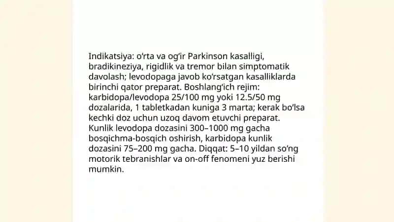 Parkinson kasalligini davolashda ishlatiladigan dori vositalari. Epilepsiyaga qarshi vositalar 3