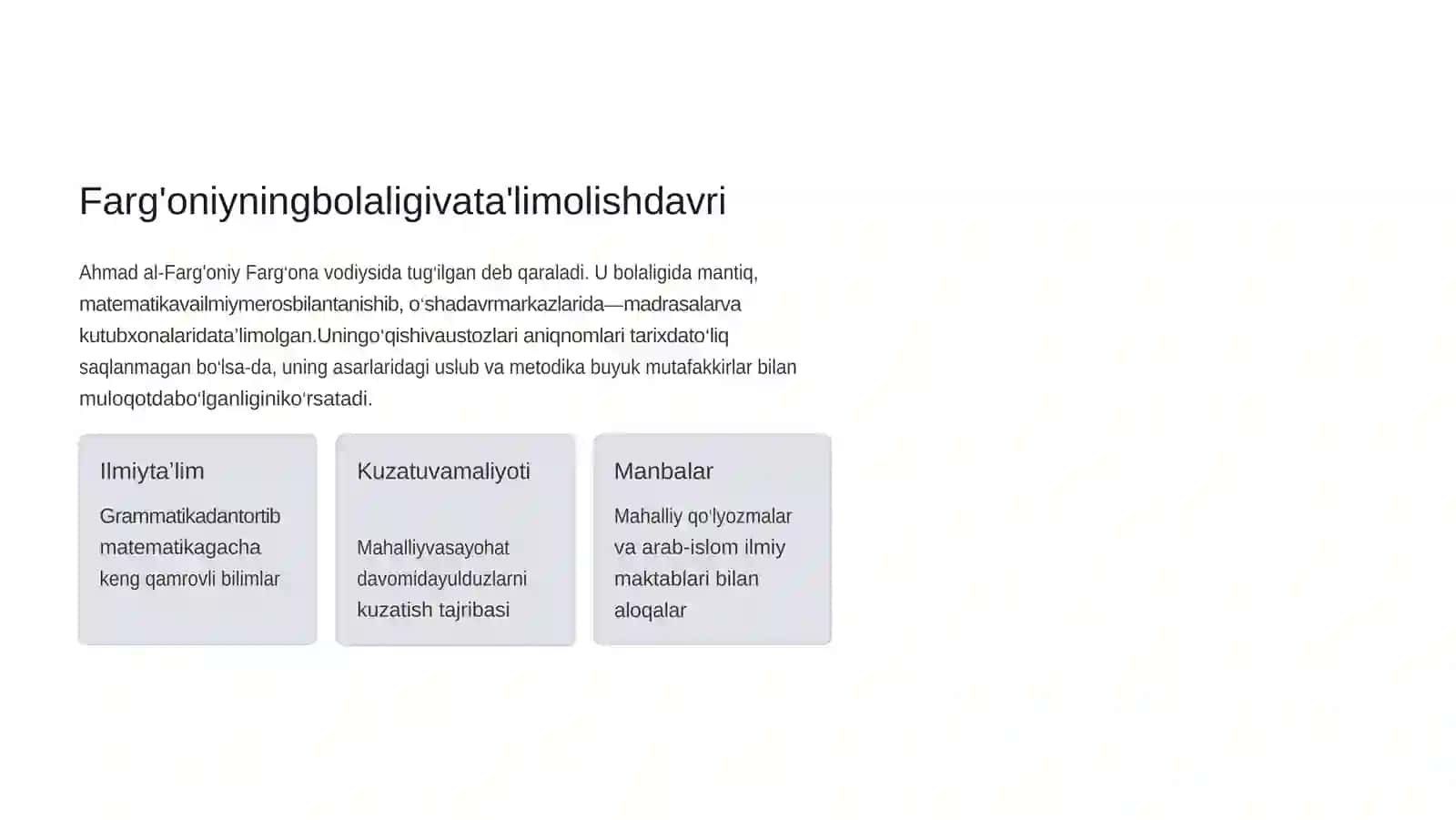 Ahmadal-Farg'oniy: Buyuk ajdodimizning hayoti va ilmiy merosi 3