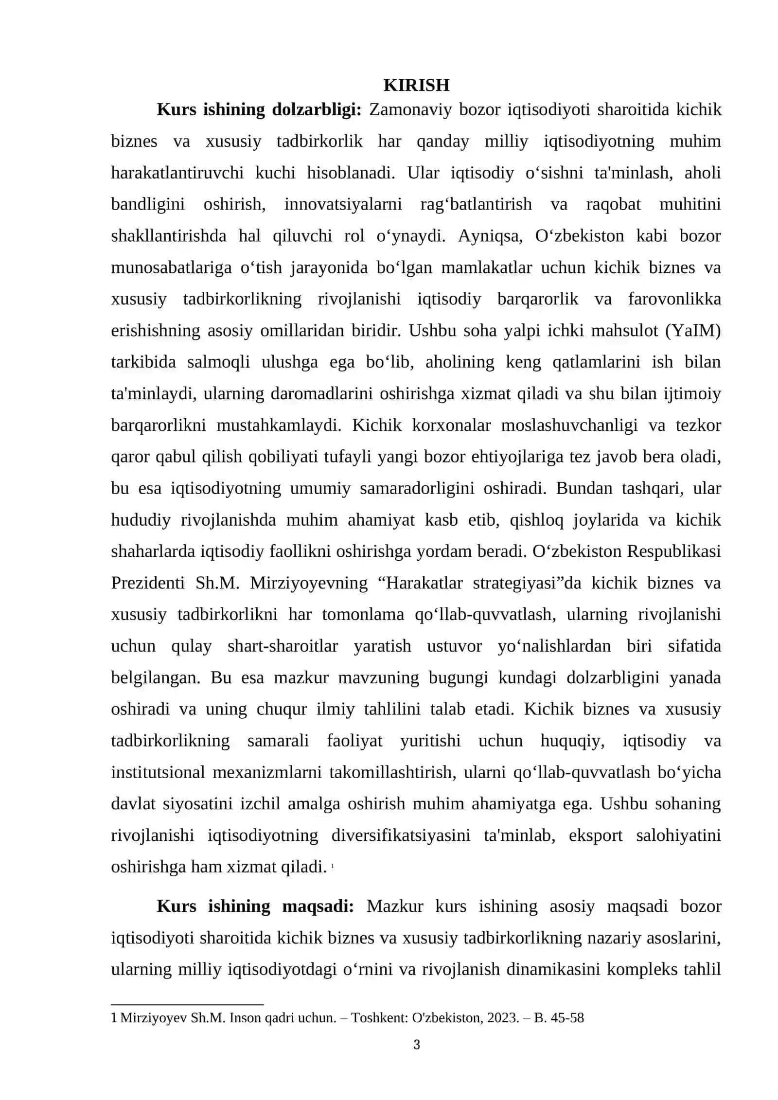 KICHIK BIZNES VA XUSUSIY TADBIRKORLIKNING NAZARIY ASOSLARI VA IQTISODIY AHAMIYATI 3