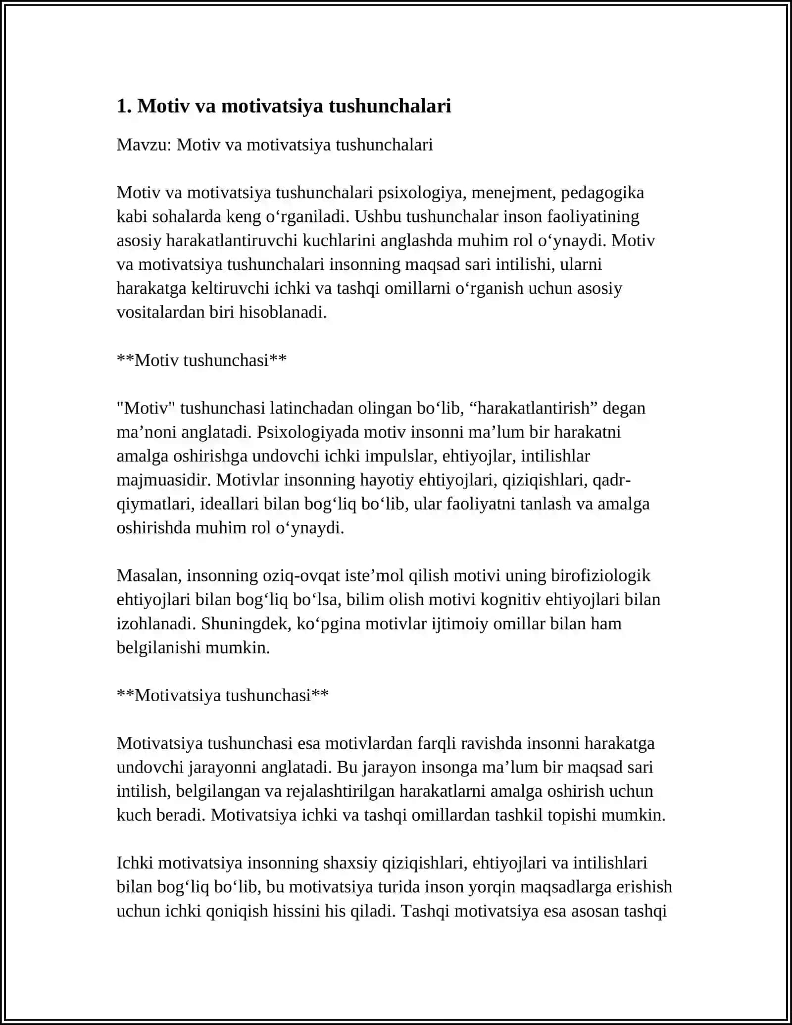 XORIJ PSIXOLOGIYASIDA MOTIV VA MOTIVATSIYA MUAMMOSI 3