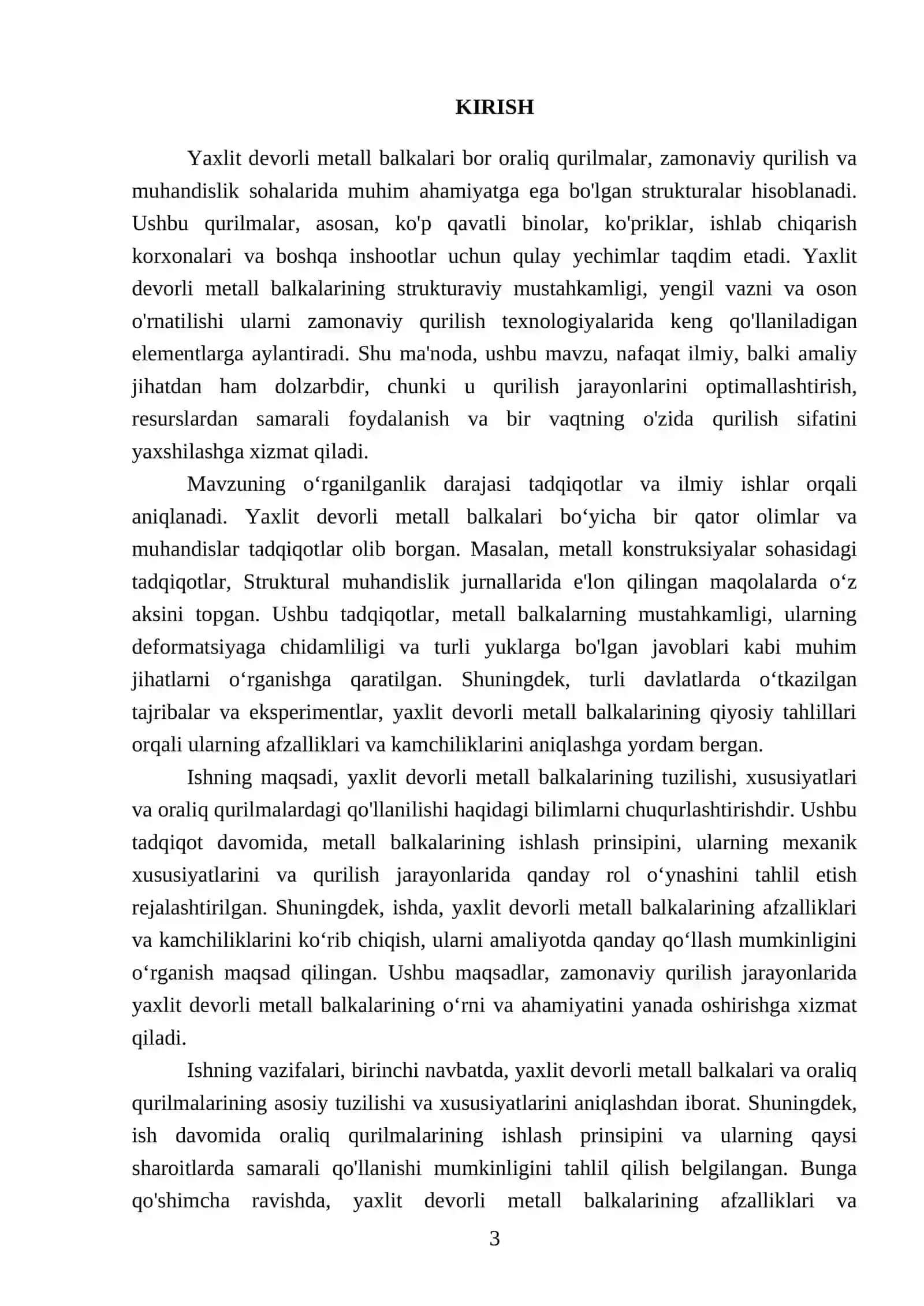 Yaxlit devorli metall balkalari bor oraliq qurilmalar 3