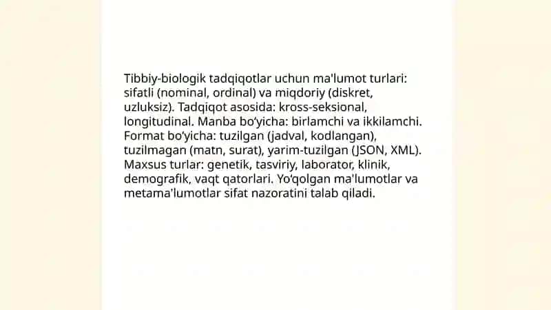 Tibbiy biologik masalani yechish 3