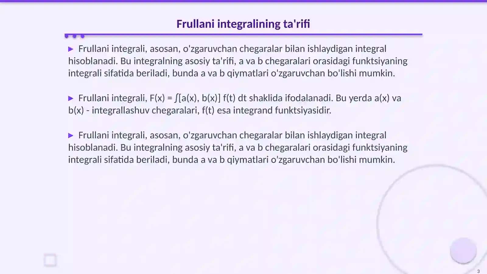 Frullani Integrali va uni hisoblash 3