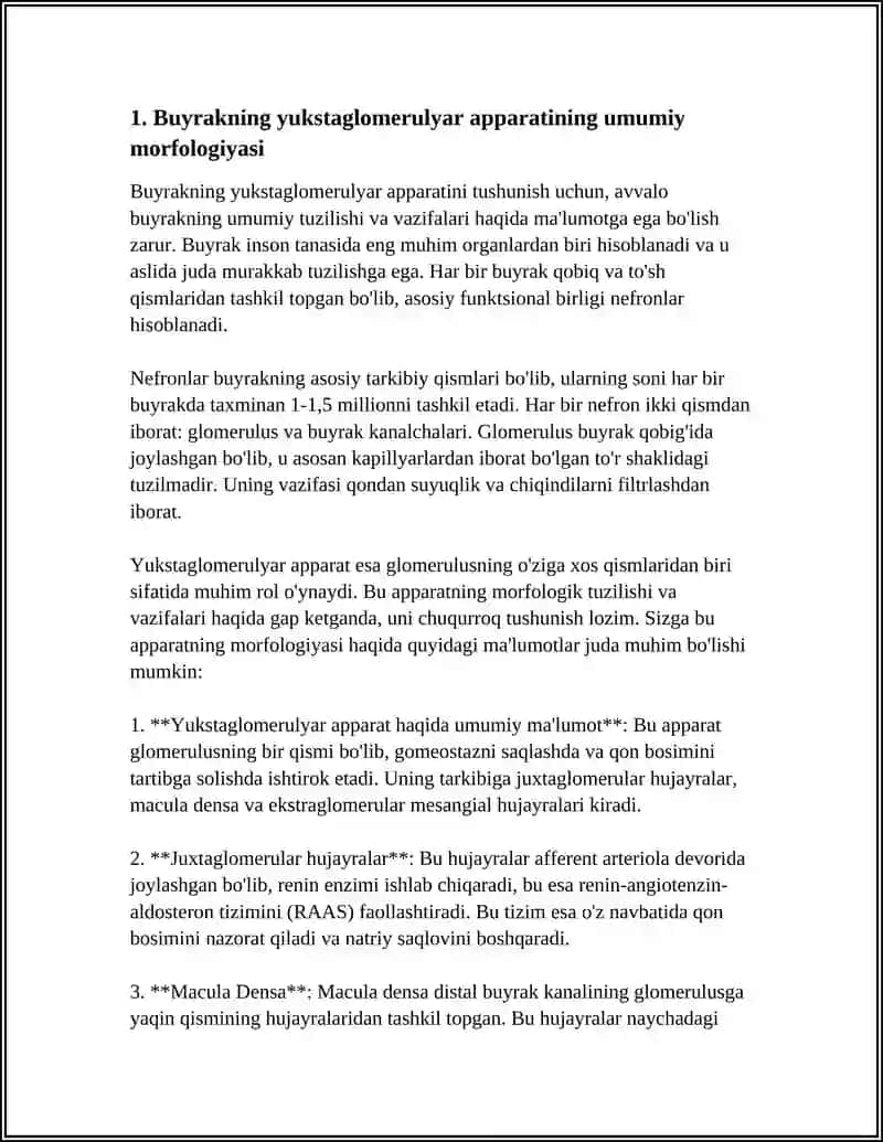 BUYRAKNING YUKSTAGLOMERULYAR APPARATI SITOFIZIOLOGIYASI.NEFRONNING GISTOFIZIOLOGIYASI 3