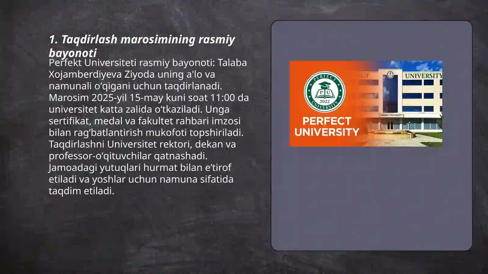 Perfekt universiteti talabasi Xojamberdiyeva Ziyoda 3
