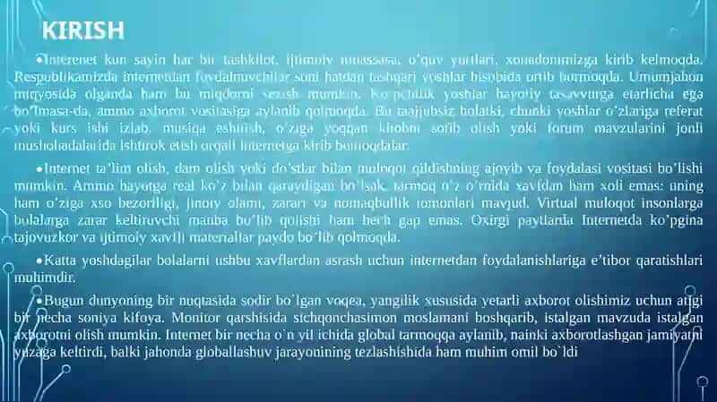 Internetdan foydalanish bo'yicha Sog'lom muhitni shakllantirish madaniyati 3