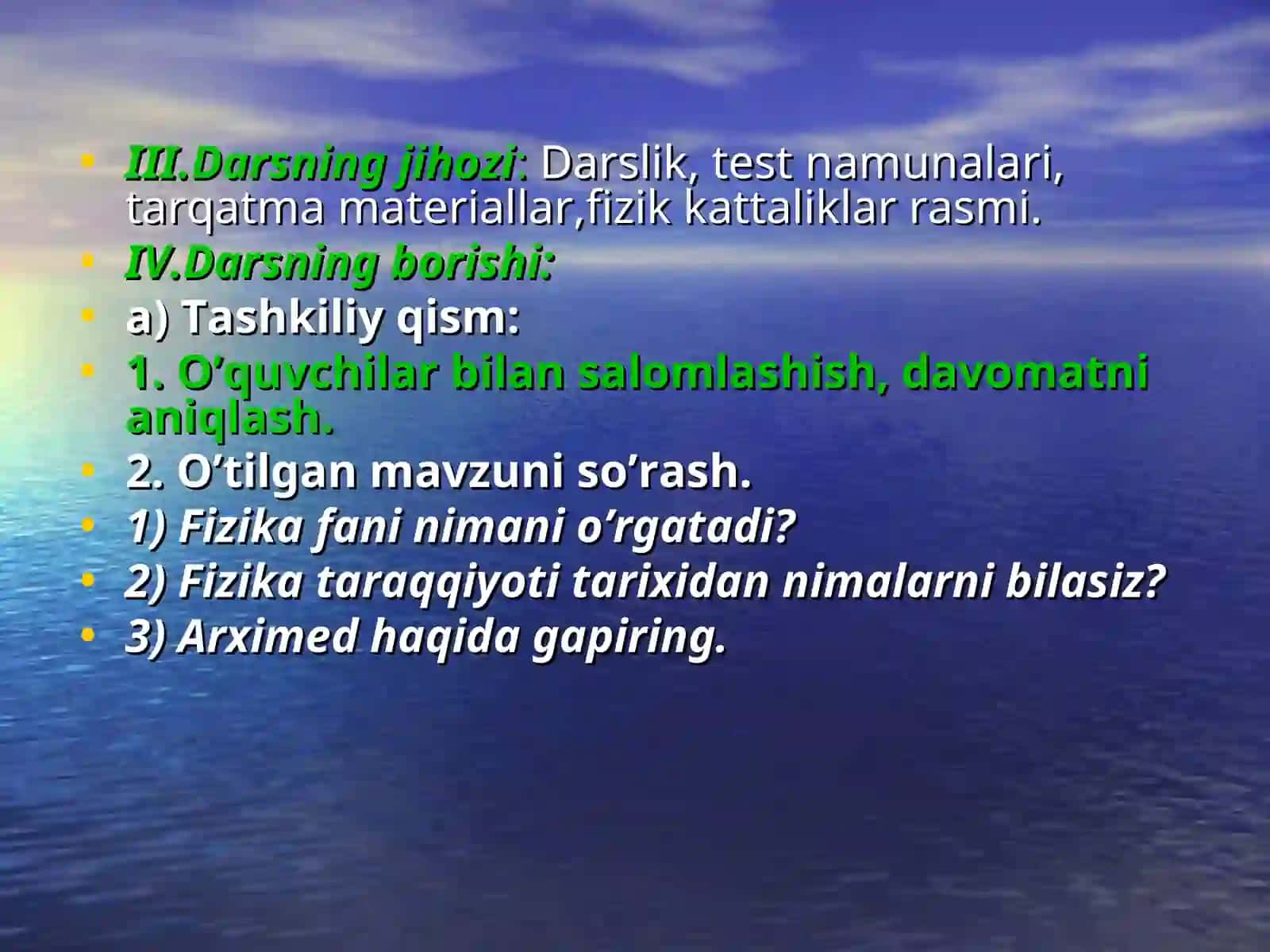 Jamiyat rivojlanishida fizikaning ahamiyati.O’zbekistonda fizika taraqqiyoti.Fizik kattaliklar va ularni o’lchash 3