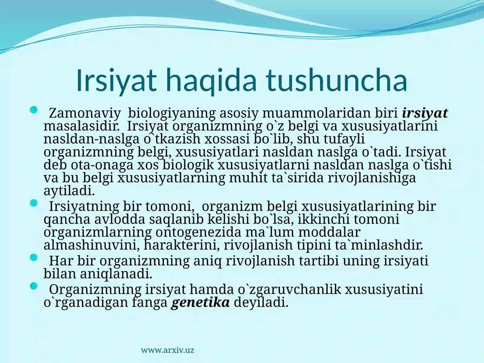 Irsiyatning sitologik asoslari 3