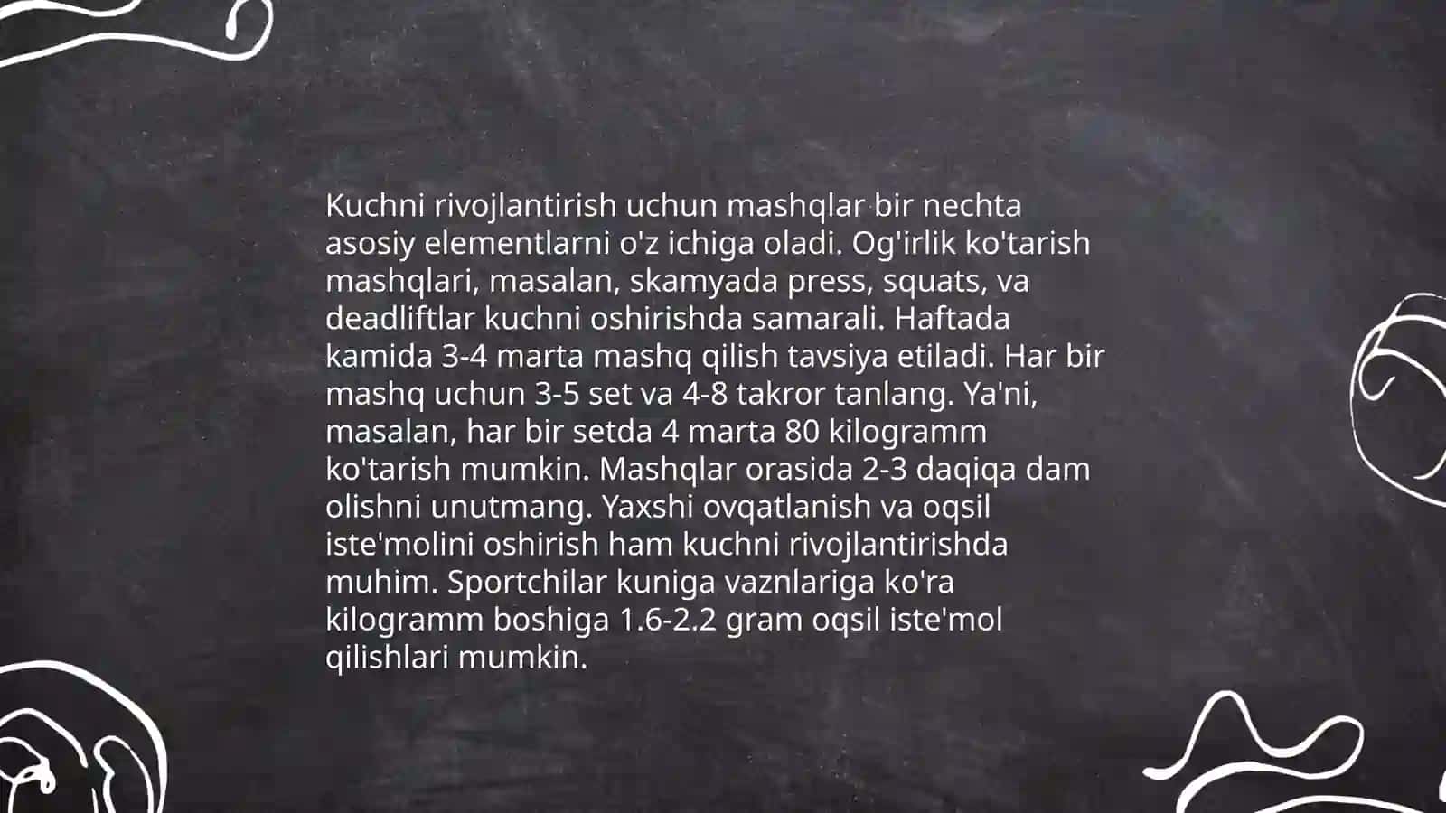 Jismoniy sifatlarni (kuch, tezkorlik, chaqqonlik, egiluvchanlik, chidamlilik) tarbiyalash 3
