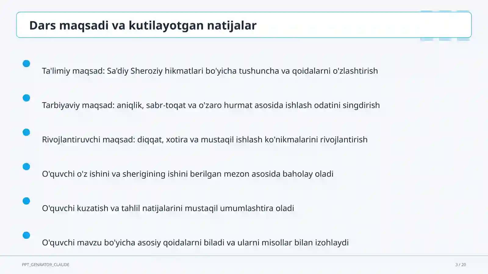 Sa'diy Sheroziy hikmatlari (6-sinf) 3