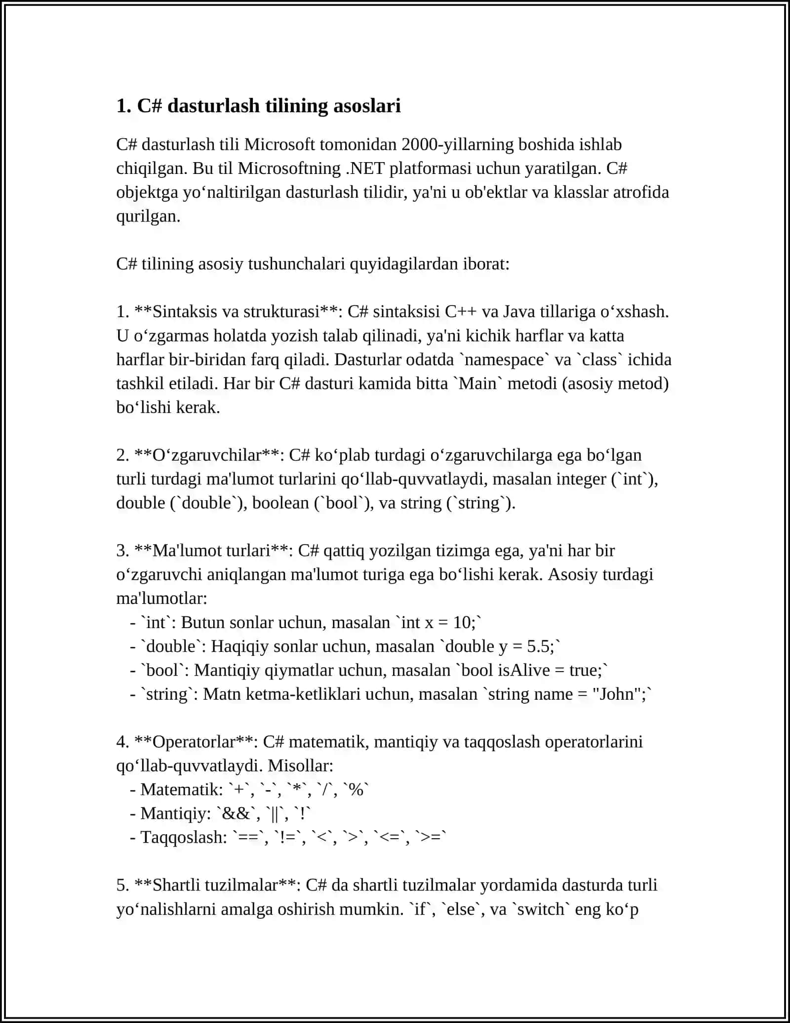 C # DASTURLASH TILI 3