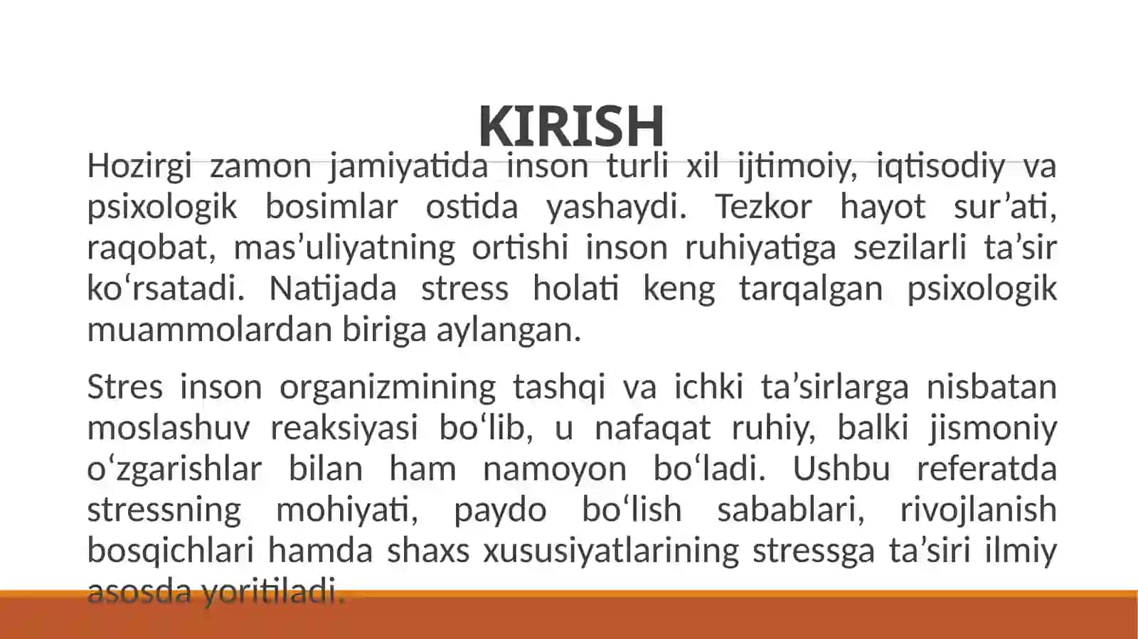 STRESS PSIXOLOGIYASI, STRESSNING PAYDO BO‘LISHI VA RIVOJLANISHI, SHAXS XUSUSIYATLARINING AHAMIYATI 3