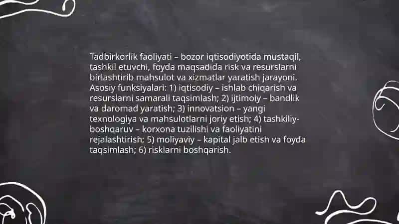 Tadbirkorlik faoliyati va tadbirkorlik kapitali 3