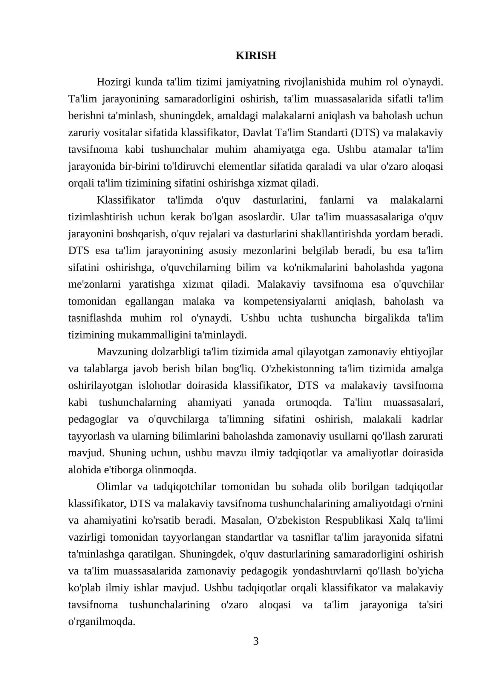 Klassifikator, DTS va malakaviy tavsifnoma 3