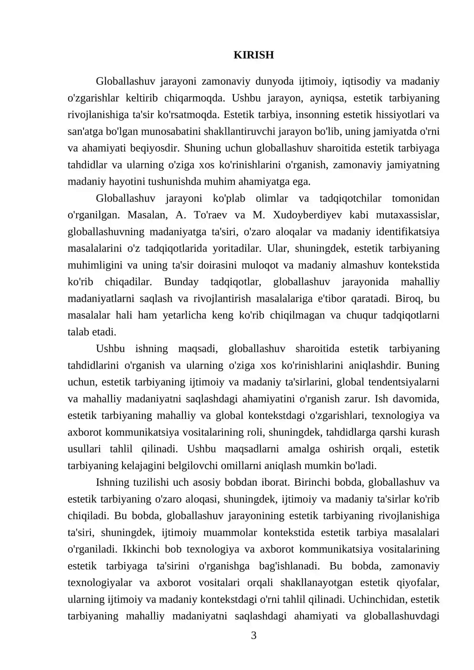 Globallashuv sharoitida estetik tarbiyaga tahdidlarining oʻziga xos koʻrinishlari 3