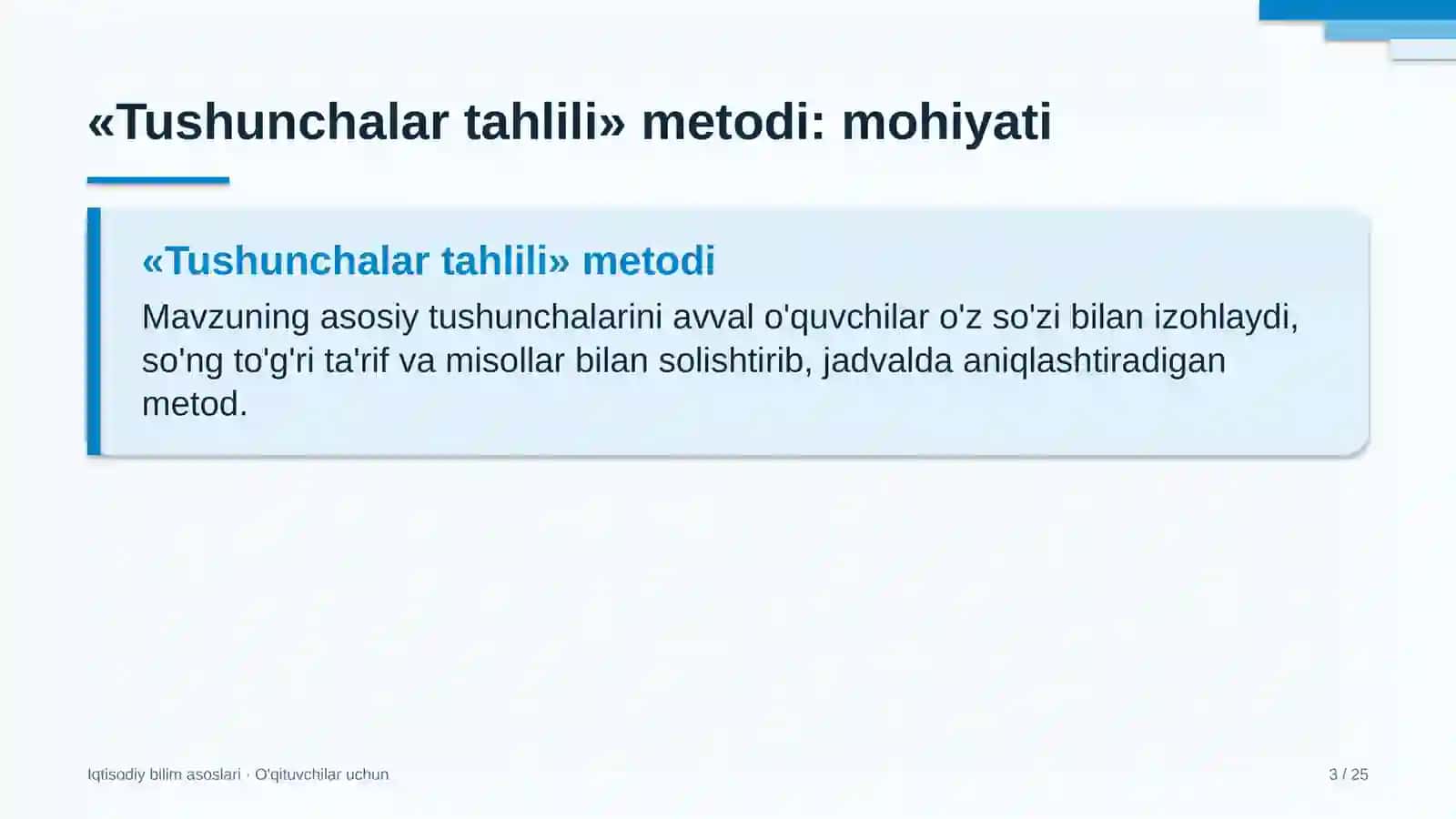 iqtisodiy bilim asoslari darslarida tushunchalar tahlili metodidan foydalanish 9920 3