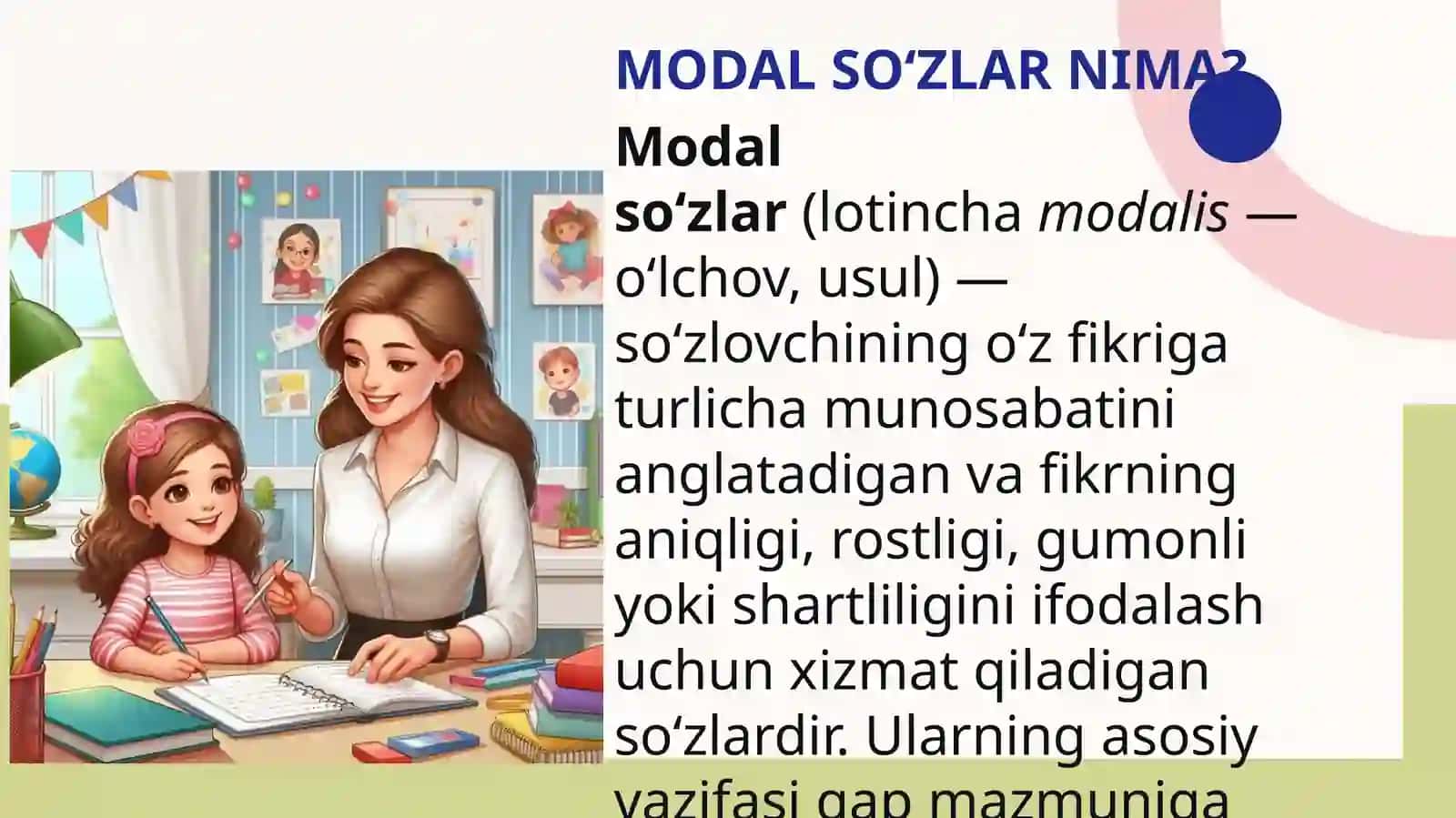 Alohida guruh so‘zlar. Modal so‘zlar, ularning ma’no va grammatik xususiyatlari, sintaktik vazifalari 3