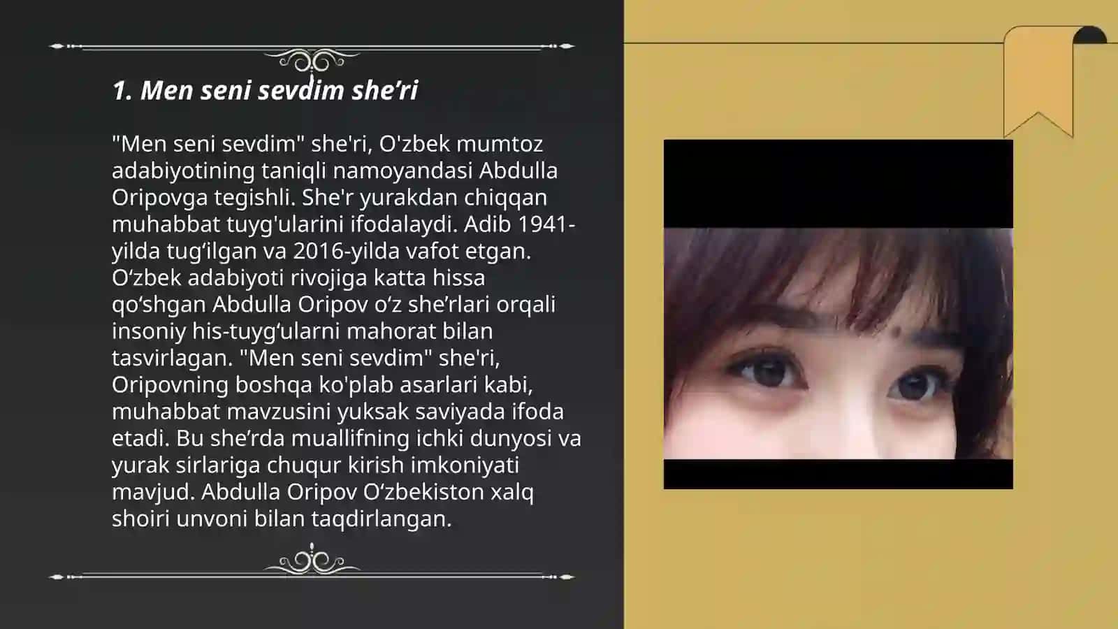 Men seni sevdim she’ri 3