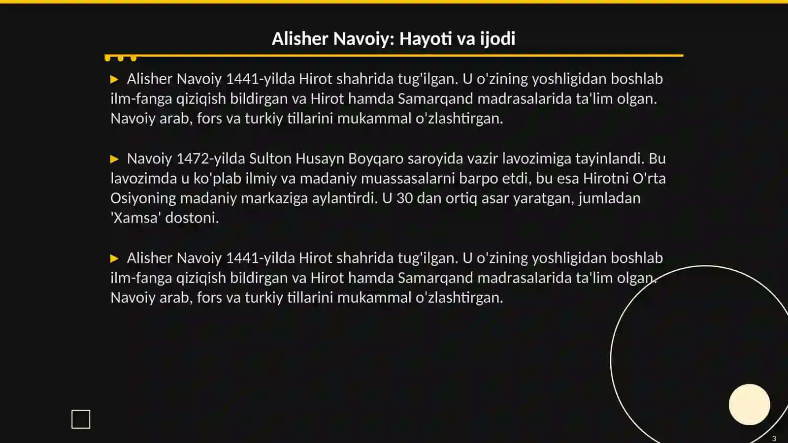 Alisher Navoiy: Hayoti va ijodi 3