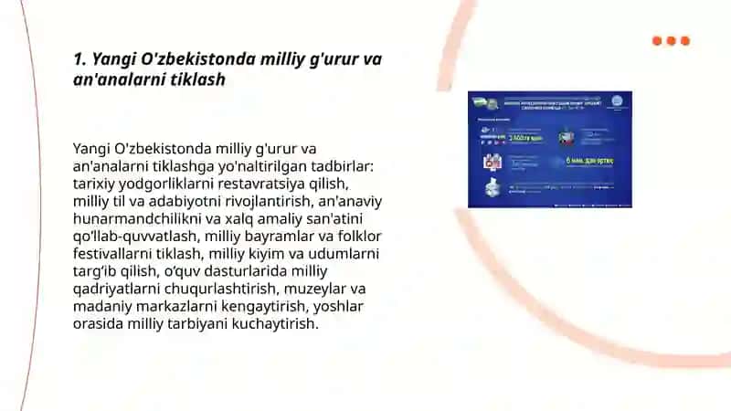 Yangi O'zbekistonda amalga oshirilayotgan ma’naviy o’zgarishlar 3