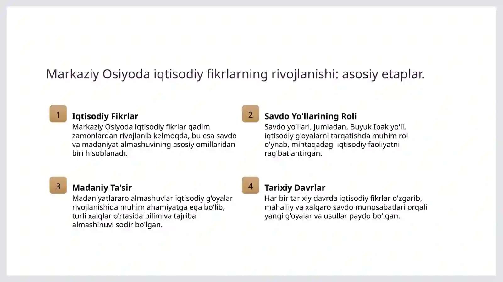 Õrto osiyoda Temuriylar davrigacha bõlgan iqtisodiy ģoyalar 3