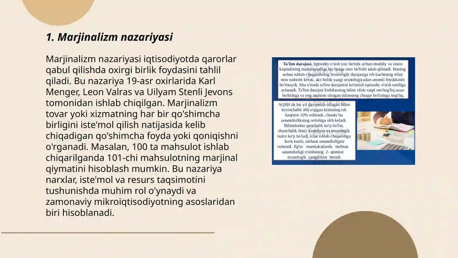 Marjinalizm taʼlimoti va neoklassik iqtisodiy maktablar 3