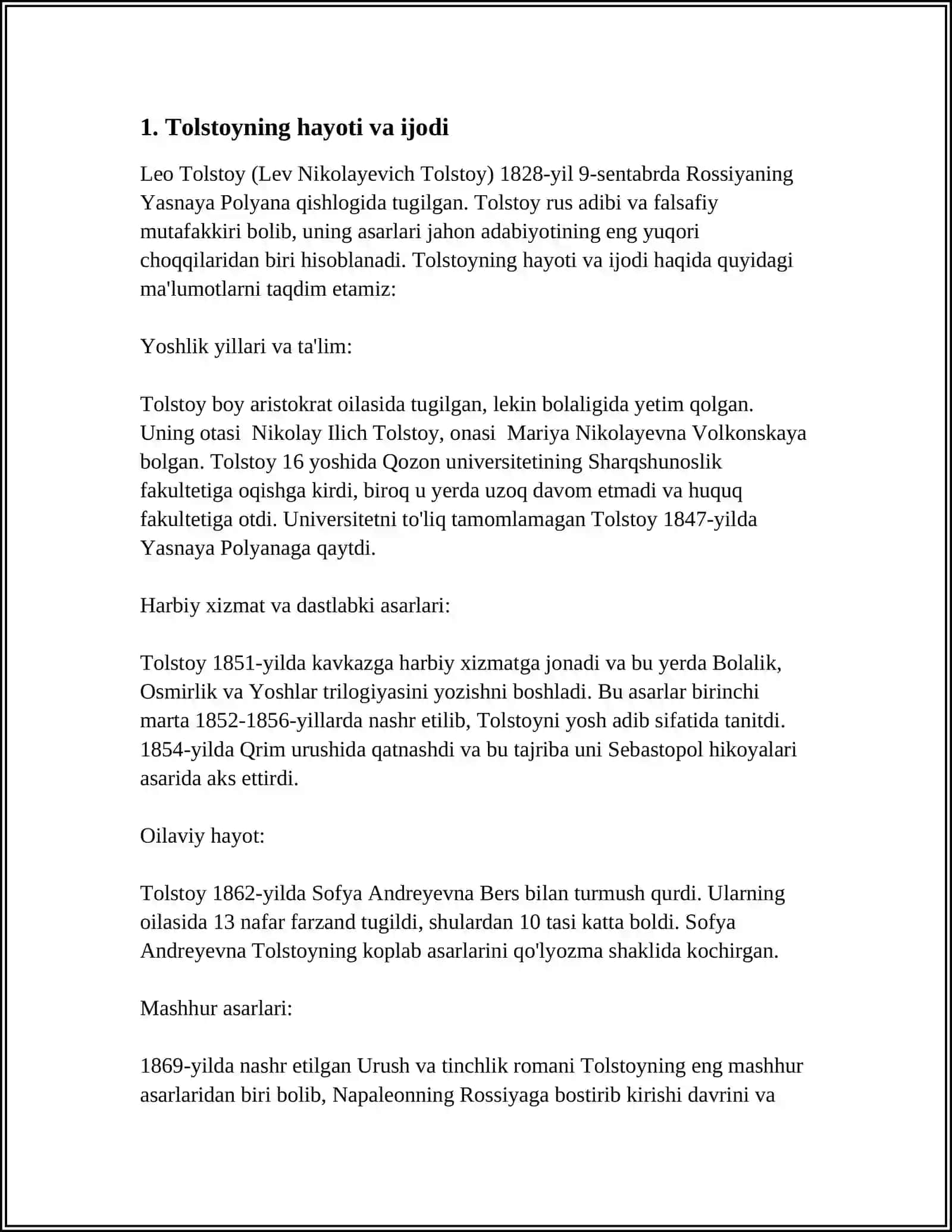 TOLSTOVNING TARIX FANI RIVOJIGA QO‘SHGAN HISSASI 3