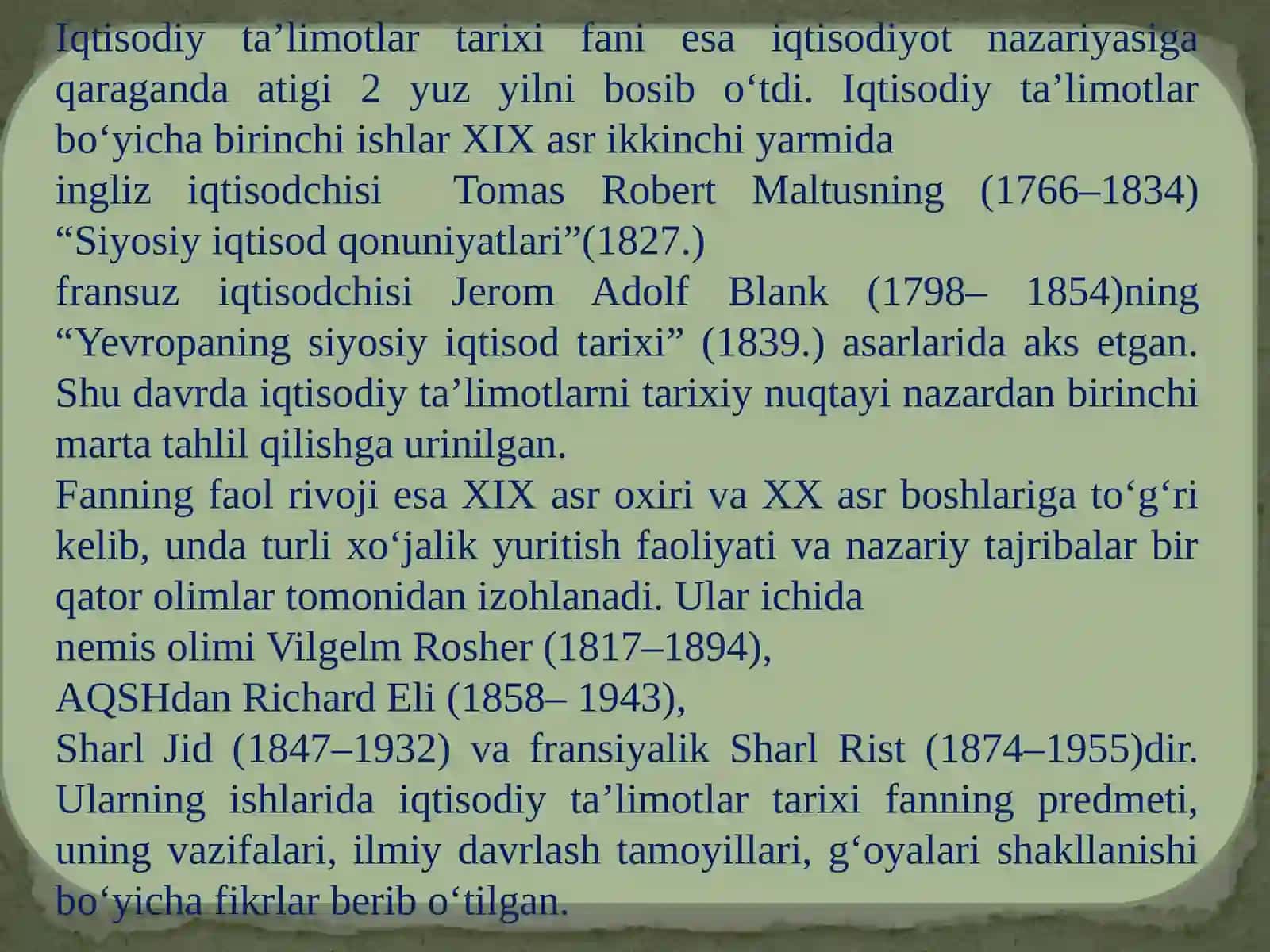 Iqtisodiy ta’limotlari tarixi faniga kirish 3
