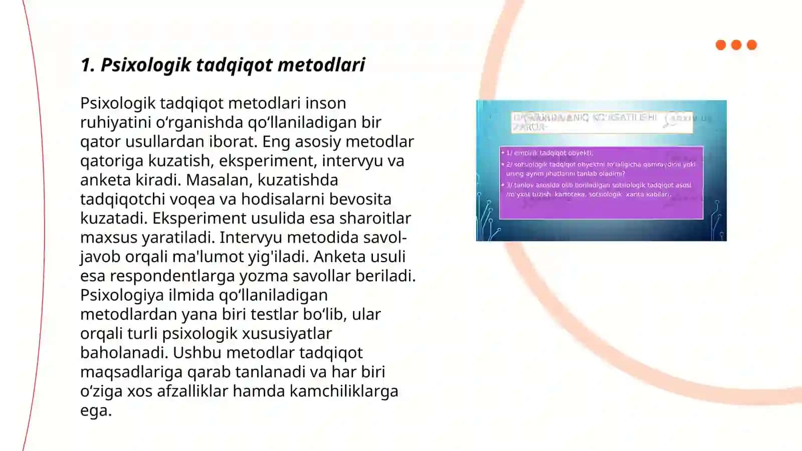 Psixologiyaning tadqiqot metodlari va tarmoqlari 3