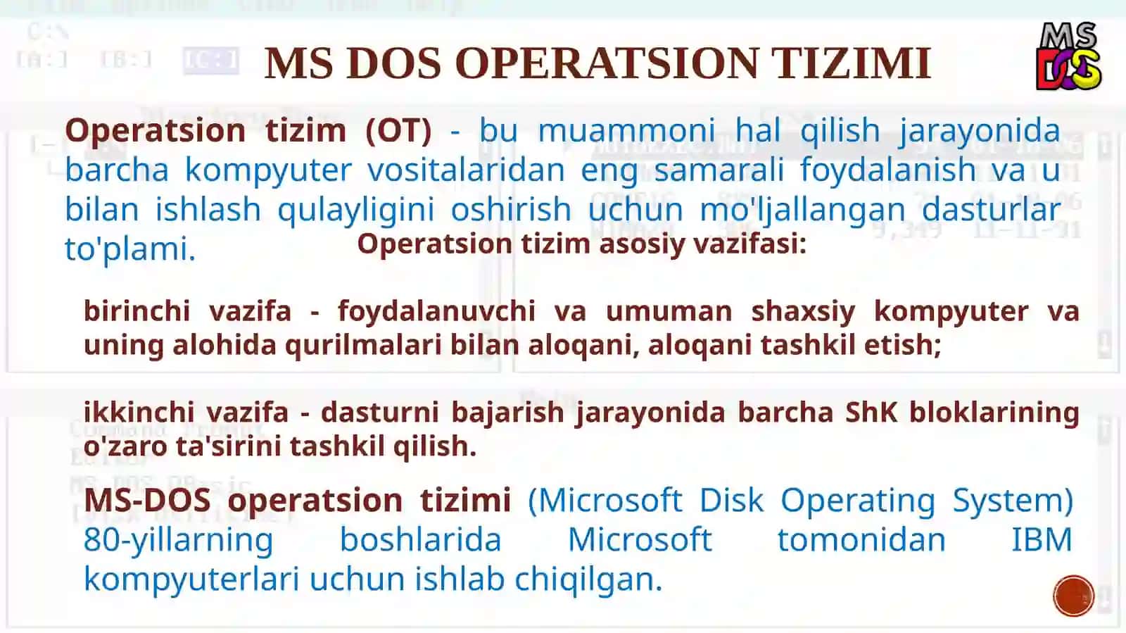 MS DOS operatsion tizimi 3
