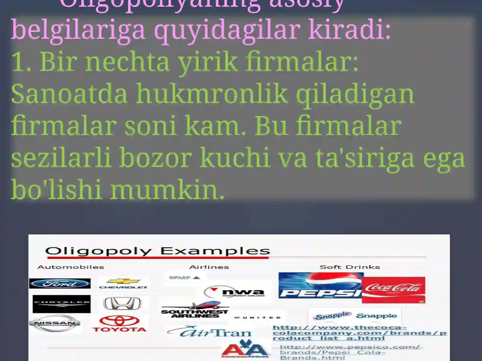 Oligopoliya va Monopolistik raqobat 3