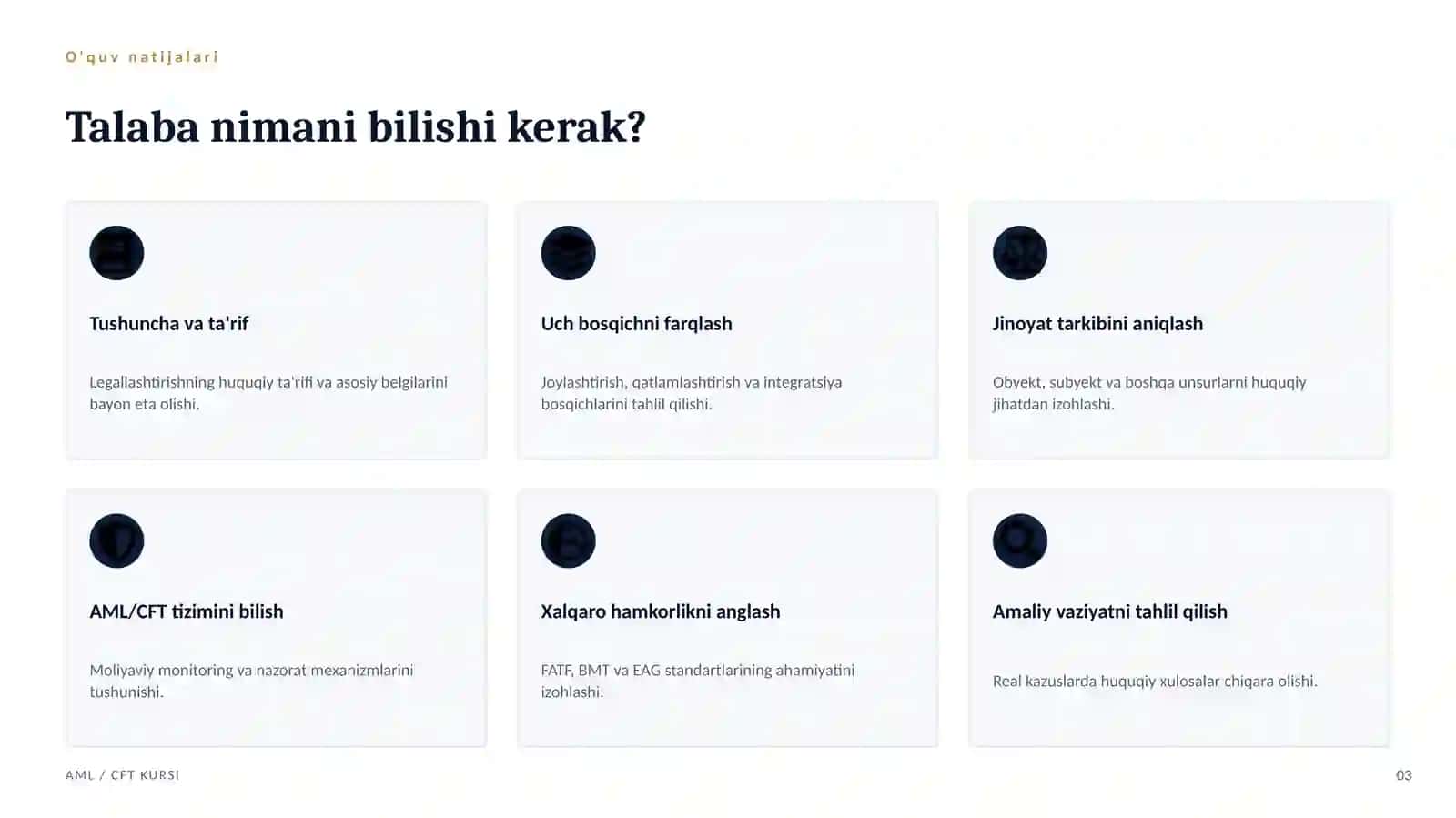AML / CFT ASOSLARI KURSI 3