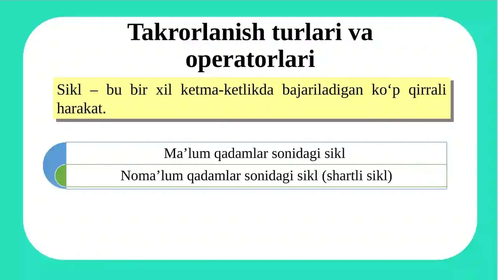 Takrorlanish operatorlari(while, do-while) 3