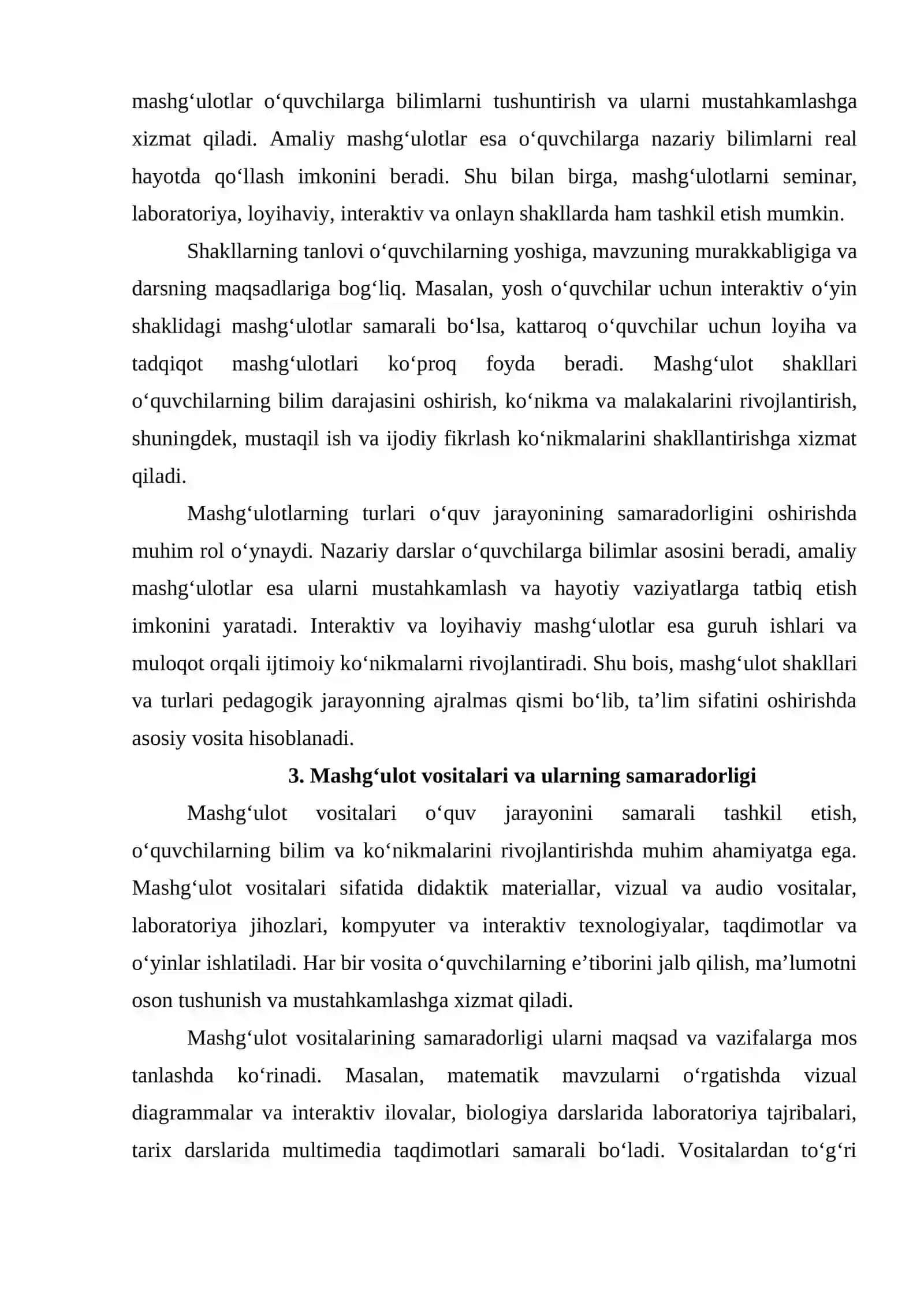 Mashg'ulot maqsadi, vazifalari, shakl va vositalari. 3