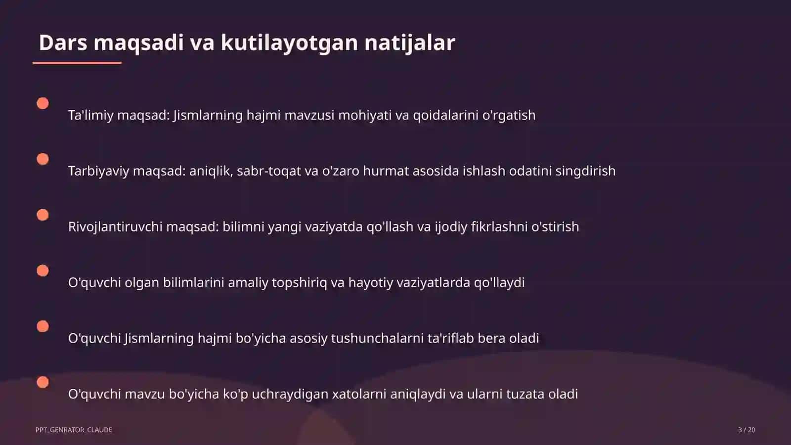 Jismlarning hajmi (11-sinf) 3