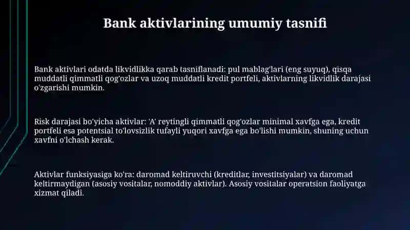 Tijorat banklari aktivlarining tasnifi 3