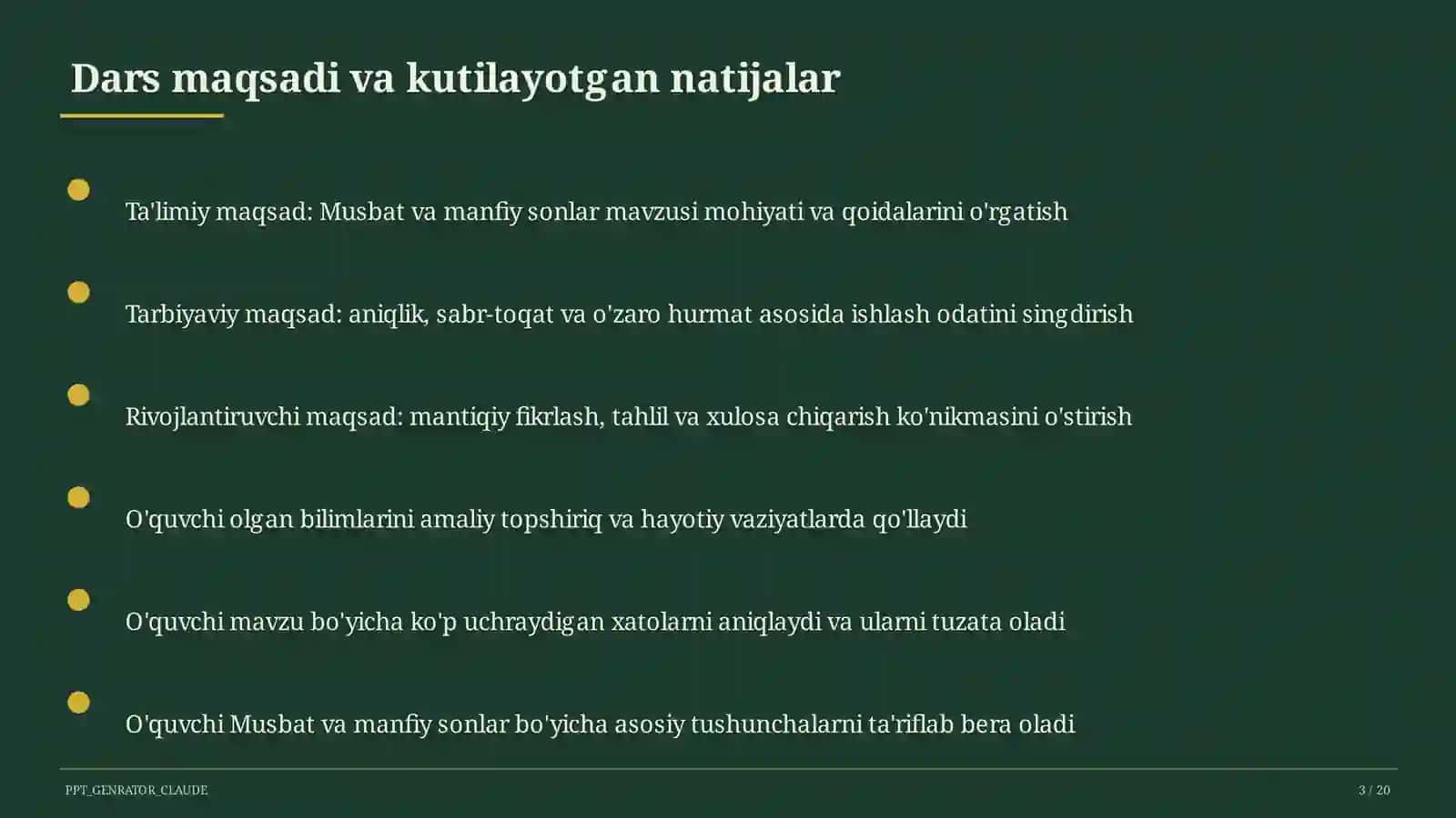 Musbat va manfiy sonlar (6-sinf) 3