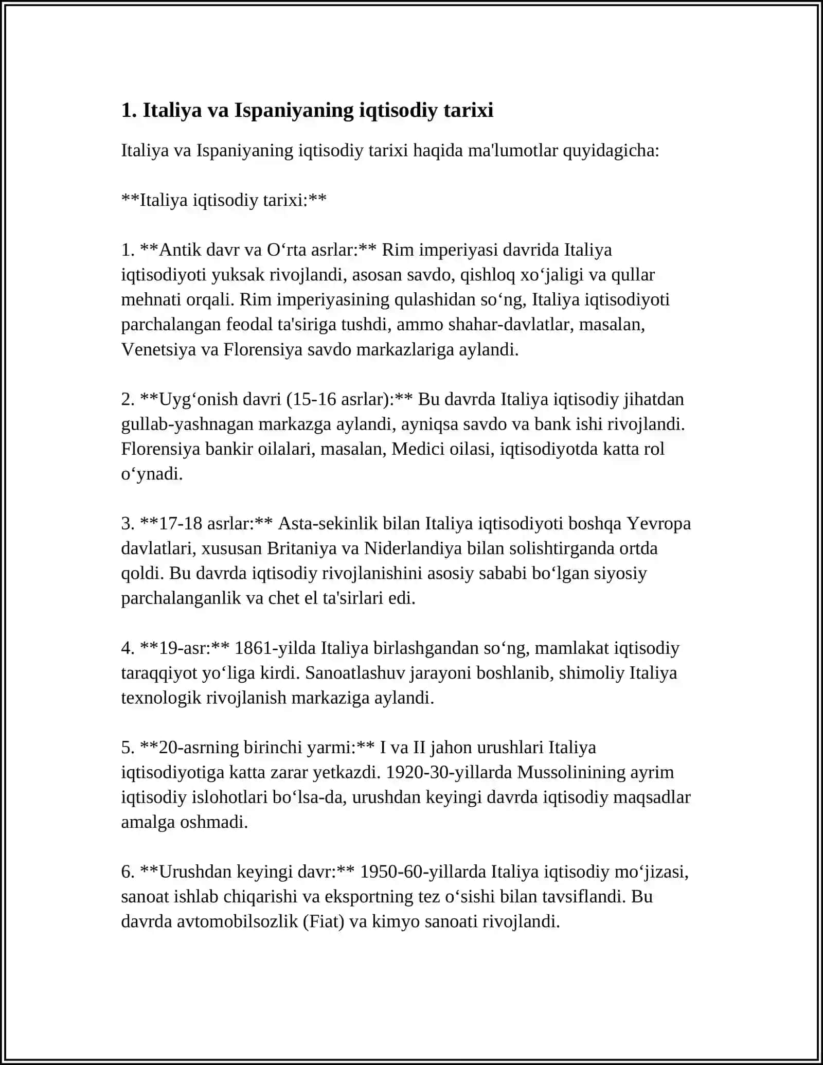 ITALIYA VA ISPANIYA DAVLARINI IQTISODIY SOLISHTIRMA TAHLIL 3