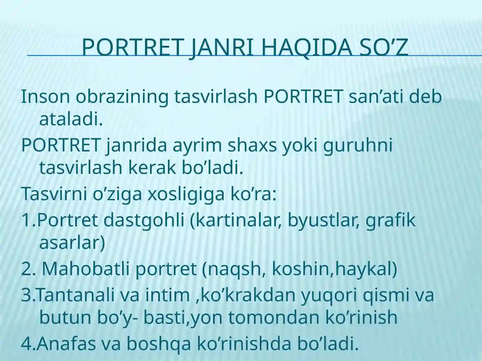 5-sinf Uchun Tasviriy San'atda Portret Janri Darsi 3